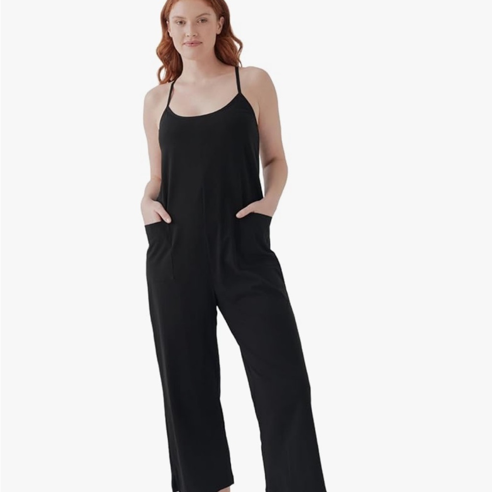 Pact navy Jumpsuit with Relaxed Silhouette and Scoop Neckline medium